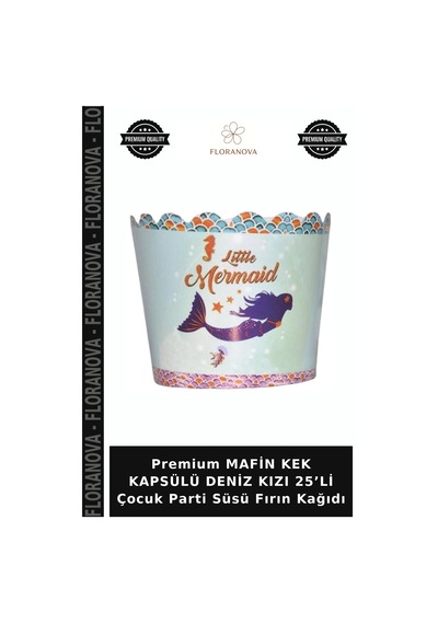 Premium Mafin Kek Kapsülü Deniz Kızı 25 Li Çocuk Parti Süsü Fırın Kağıdı Diğer