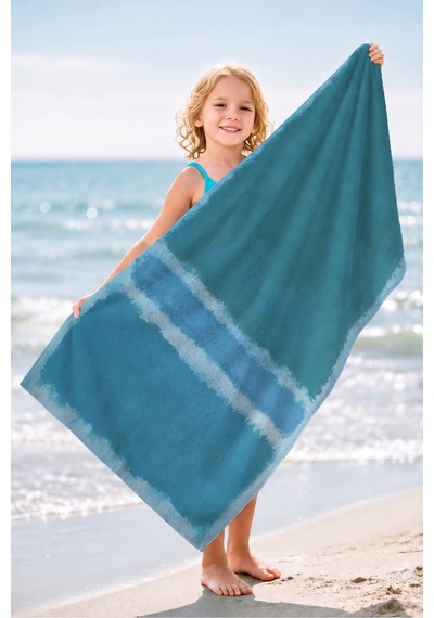 Mavi Çizgili Modern Plaj Havlu Örtüsu - Minimalist Akdeniz Stil Hızlı Kuruyan Mikrofiber Havlu Örtü Serin Mimoza