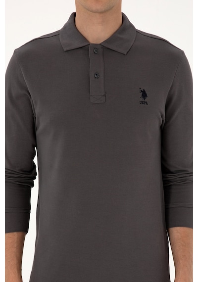 U.S. Polo Assn. Erkek Regular Fit Polo Yaka Gri Basic Sweatshirt 50307757-VR024