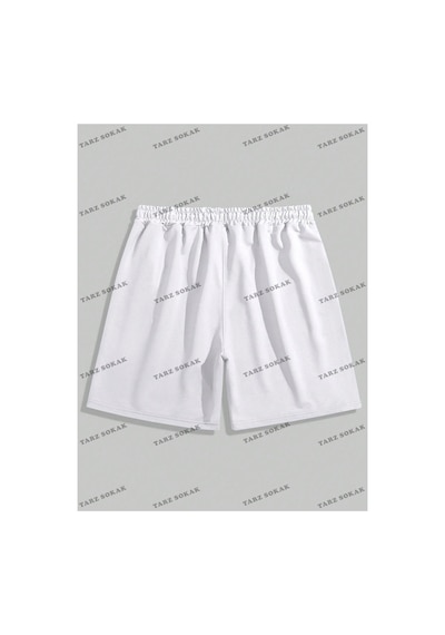 Tarzsokak Y2k Unisex Yaz Şort Bermuda Harajuka Anime Retro Kod-11395 Beyaz