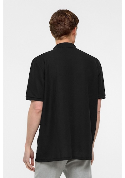 Süvari Siyah Regular Armürlü Polo Yaka Tişört-38360 Siyah