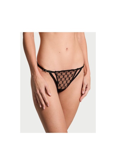 Victoria's Secret Vs Logo İşlemeli Askılı Bikini Külot Siyah