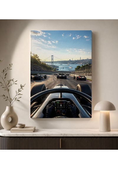 Bk Gift Formula Yarışı Ve Yarış Arabası Temalı Modern Kanvas Duvar Tablosu-1 50x70 Cm