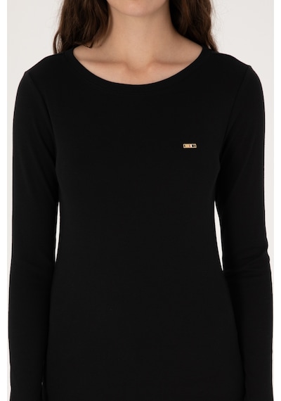 U.S. Polo Assn. Kadın Siyah Slim Bisiklet Yaka Basic Sweatshırt 50315419-VR046