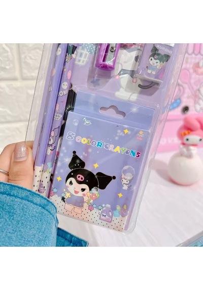 Sanrio Kuromi Cinnamoroll Kuromi Kırtasiye Seti 12 Parça Kuromi Kırtasiye Seti Mor