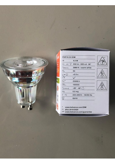 5 Adet Ledvance Gu 10 Dimli Led 4.5w 50w 350 Lümen 3000 Kelvin