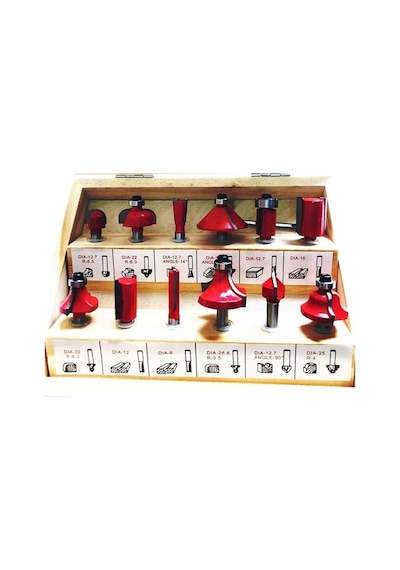12 Parça Freze Uç Takımı Ahşap Oyma Ağaç Delme Çantalı Set 8 Mm