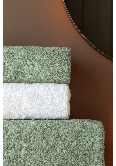 4'lü Hamam Takımı Banyo Havlu Seti 2 Adet 50x90 + 2 Adet 70x140 %100 Pamuk Yumuşak Havlu Yeşil - Beyaz