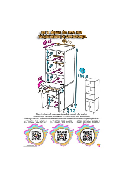 Sedef 60 Cm Fırın Ve Mikrodalga Dolabı Açık 2 Bölmeli Çekmeceli Mutfak Kiler Dolabı 60x195x48 Cm Beyaz Sedef 60 Cm Fırın Ve Mikrodalga Dolabı Açık 2 Bölmeli Çekmeceli Mutfak Kiler Dolabı 60x195x48 Cm Beyaz