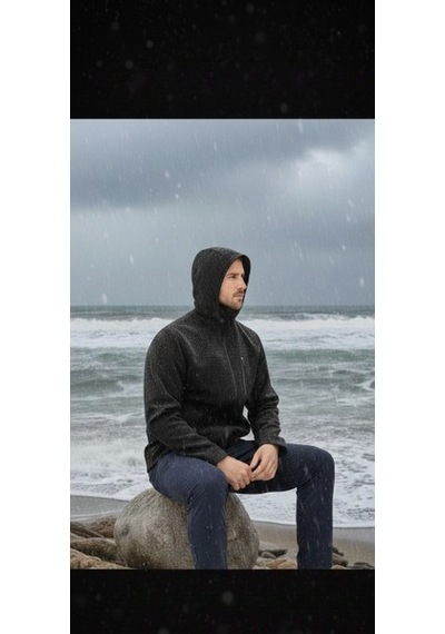 Luxic Core Erkek Siyah Kapüşonlu Softshell Mont Su Ve Rüzgar Geçirmez Outdoor Günlük Kullanım
