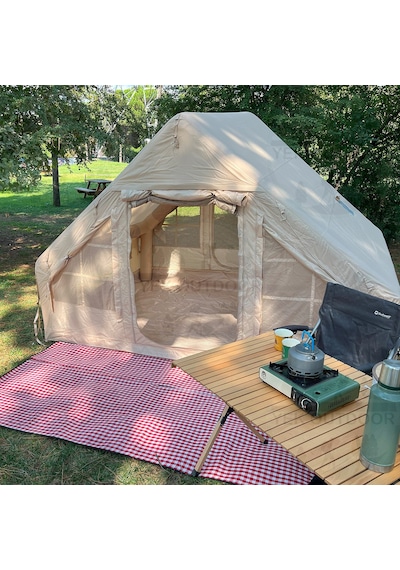 Yek Outdoor 210d Oxford 6 Kişilik 4 Mevsim Soba Çıkışlı Şişme Kamp Çadırı Pompalı, 210x300x190 Cm Krem