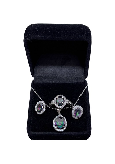 Oya Silver Işıltılı Alexandrite Gümüş Takım Seti Yüzük Numarası Satıcıya Bildirilmeli