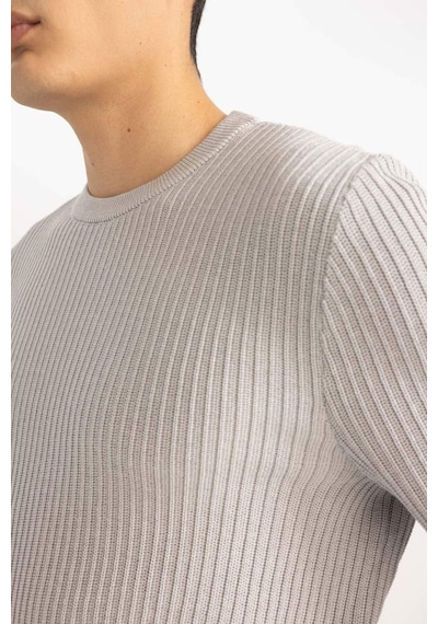DeFacto Standart Fit Normal Kesim Bisiklet Yaka Basic Düz Triko Kazak B9707AX24SPGR184