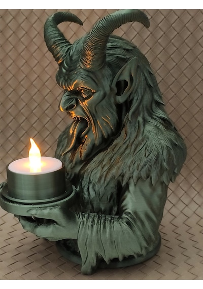 Krampus Tasarımlı Dekoratif Led Mumluk - Özel Tasarım Figür Hediyelik