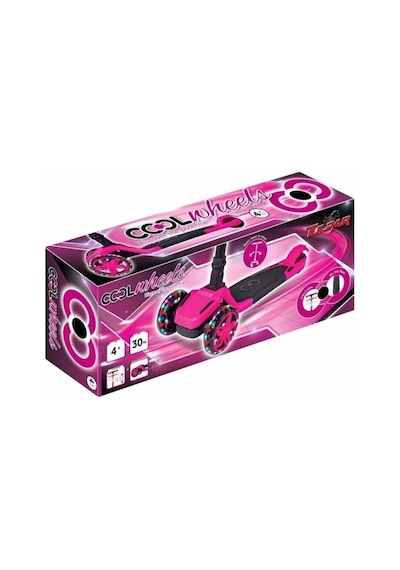 Tulpar Scooter Katlanabilir Led Işıklı Silikon Tekerli 4 - 6 Yaş Max. 40 Kg Kapasiteli Pembe
