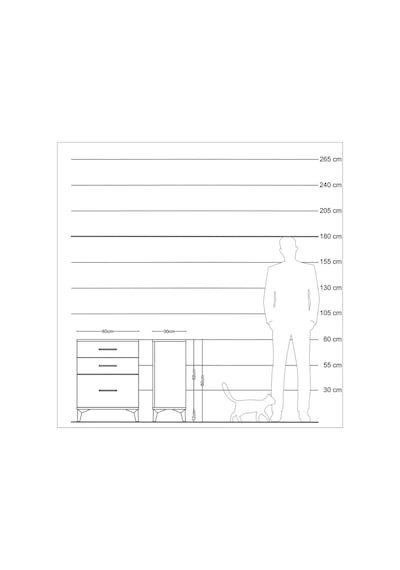 Arges Komodin 3 Çekmeceli 60x30x80 Aytaşı-aytaşı Aytaşı