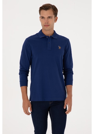 U.S. Polo Assn. Erkek Regular Fit Polo Yaka İndigo Basic Sweatshirt 50313772-VR028