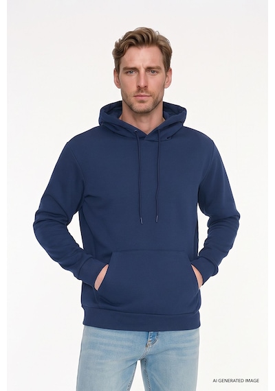Ac&Co / Altınyıldız Classics Standart Fit Normal Kesim Kapüşonlu Kanguru Cepli Pamuklu Erkek Sweatshirt - Lacivert