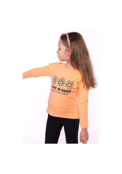 Toontoy Kids Toontoy Kız Çocuk Lıfe Is Good Baskılı Tişört Turuncu