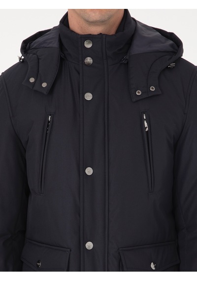 Cacharel Lacivert Regular Fit Kapüşonlu Mont