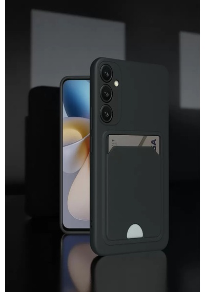 Newface Samsung Galaxy A55 5g Kılıf Kelvin Kartvizitli Silikon - Siyah