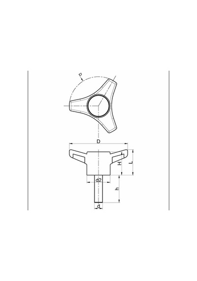 Ptc3801050 Plastik Yıldız Tutamak 3 Kollu Civatalı Çap:80Mm