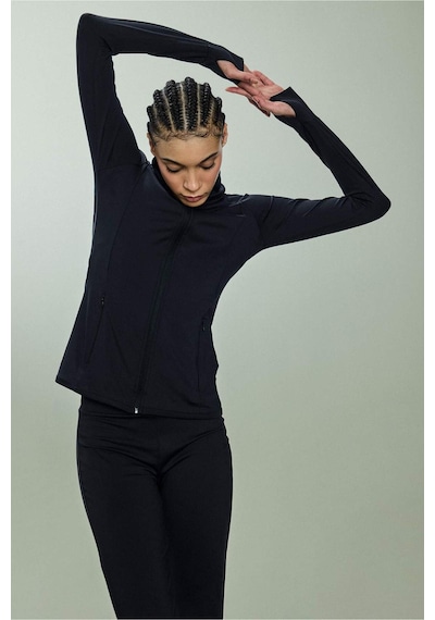 Defacto Fitted Ultra Soft Fermuarlı Hırka B3985AX25AU Siyah