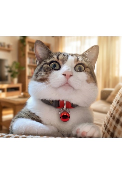 Jadda El Yapimi Deri Kedi Tasmasi Zilli Deri Kolay Açilan Klips Tokali Kırmızı