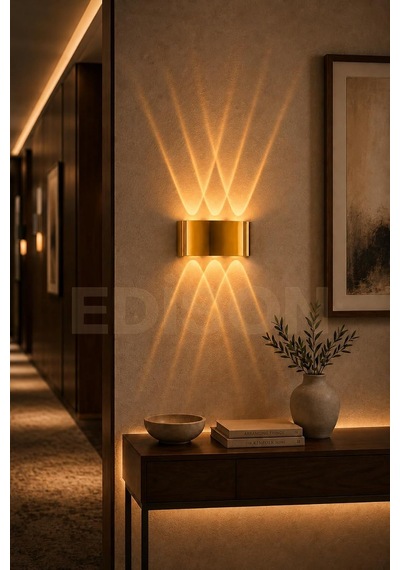 Tr Gold Led Aplik, Amber Işık, Modern Dekoratif Duvar Lambası, 18x9.5 Cm, İç Mekan Aydınlatma Diğer