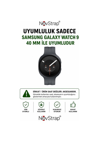 Novstrap Samsung Galaxy Watch 9 40mm İle Uyumlu 9h Temperli Cam Ekran Koruyucu Uygulama Aparatlı