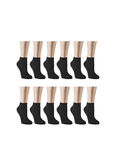 Ozzy Socks 12 Çift Bambu Siyah Erkek Dikişsiz Patik Çorap Siyah