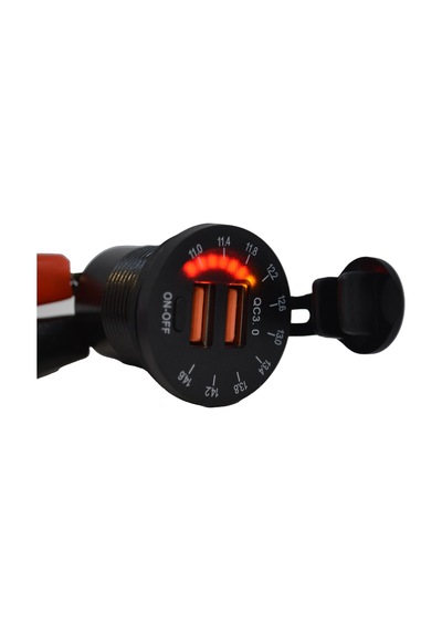 12v 24v Dc Usb Qc3.0 Şarj Port Kadran Voltmetreli Anahtarlı Yuvarlak