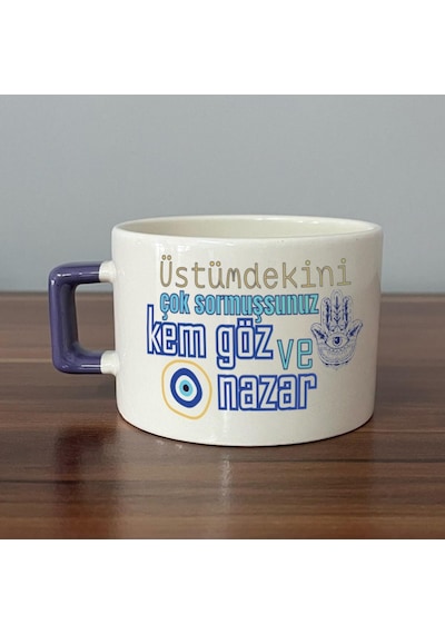 Üstümdekini Çok Sormuşsunuz Baskılı Mor Kulplu C Fincan