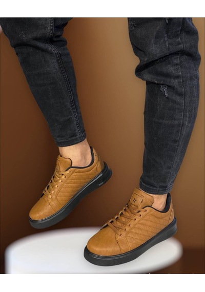Sneakers Bağcıklı Casual Erkek Ayakkabı Legan-018 Taba-siyah
