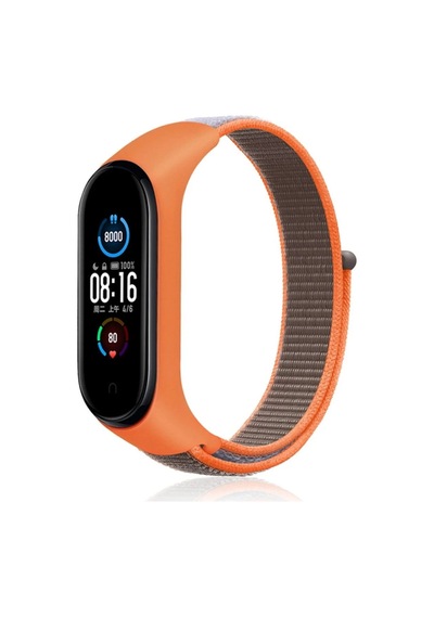 Ugr02 Xiaomi Mi Band 4 Hasırlı Cırtcırtlı Kordon - Turuncu-gri