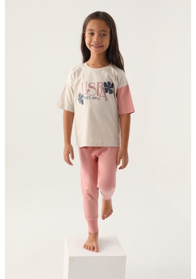 U.s. Polo Assn Lisanslı Rose Bej Kız Çocuk Pijama Takımı 5274-43161 Bej