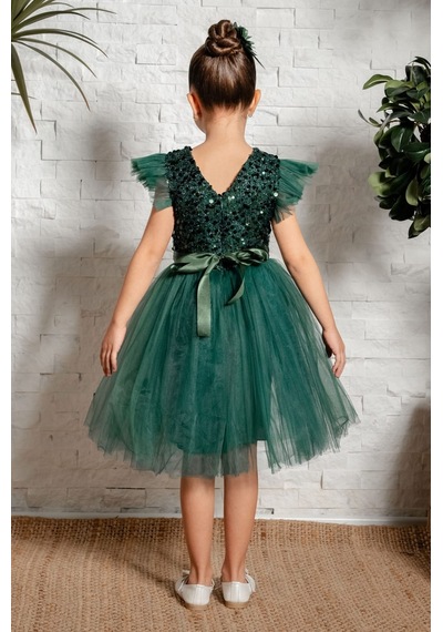 Mnk Baby & Kids Tüllü Kız Çocuk Kpl Elbise Mnk0526 Yeşil