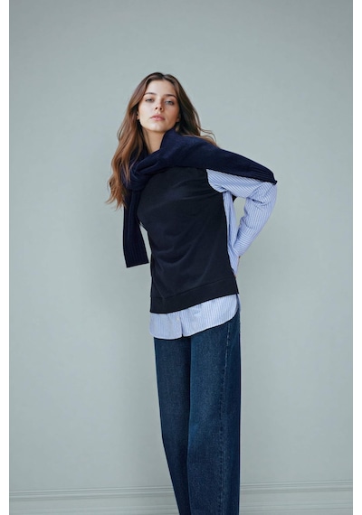 Defacto Regular Fıt Bisiklet Yaka Sweatshirt Kumaşı Sweatshirt Tunik G9278ax26spnv243 Lacivert-nv243