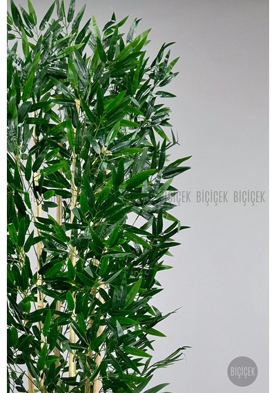 Yapay Bambu Ağacı 170cm Krem Gold Metal Saksıda Krem-gold