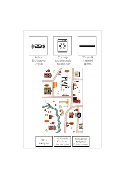 West Home Oyun Halısı Makinede Yıkanabilir Kaymaz Taban Leke Tutmaz Antibakteriyel Çocuk Odası Halısı Wh 505 White Beyaz