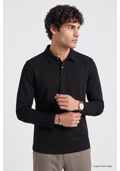 Tommy Life Siyah Rahat Form Basic Erkek Polo Yaka T-shirt - 88512