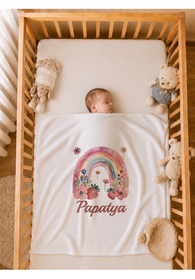 Pia Baby Kız Bebek İsme Özel Tulum Seti 4 Parça %100 Pamuk Organik Baskılı Hastane Çıkışı Battaniyeli Set 1097bt0x Ekru