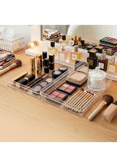 Modüler Organizer Set Çekmece İçi Dolap İçi Düzenleyici Organizer Kristal 2'li Set Açık Beyaz