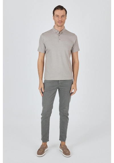 Bej Kısa Kol Düz Suprem Polo Yaka Cepsiz Pamuklu Casual Slim Fit Tişört 1011250160 605 Bej