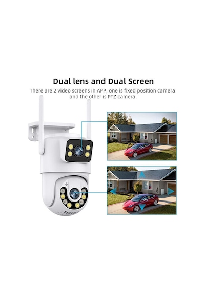 4mp+4mp Çift Lensli Wifi Ip Kamera Kablosuz Dış Mekan Ev Ptz Güvenlik Kamerası
