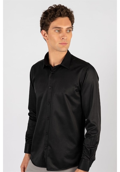 Tudors Modern Slim Fit Uzun Kol Düz Erkek Gömlek-23972 Siyah Tudors Modern Slim Fit Uzun Kol Düz Erkek Gömlek-23972 Siyah