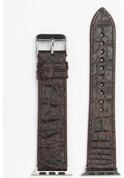 Apple Uyumlu Watch Kordon Kahverengi Croccodile 42-44-45 Mm