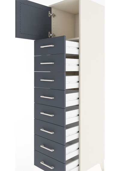 Hyperion Dolap Tek Raflı 8 Çekmeceli Tek Kapaklı 44x44x182 Aytaşı-antrasit Aytası