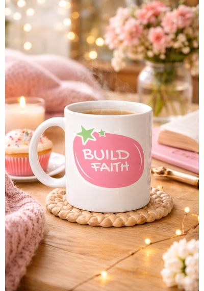 Build Faith "umudunu İnşa Et" Yazılı Porselen Kupa Model 151 Motivasyon Temalı, Kahve & Çay Kupası  Seçeneği
