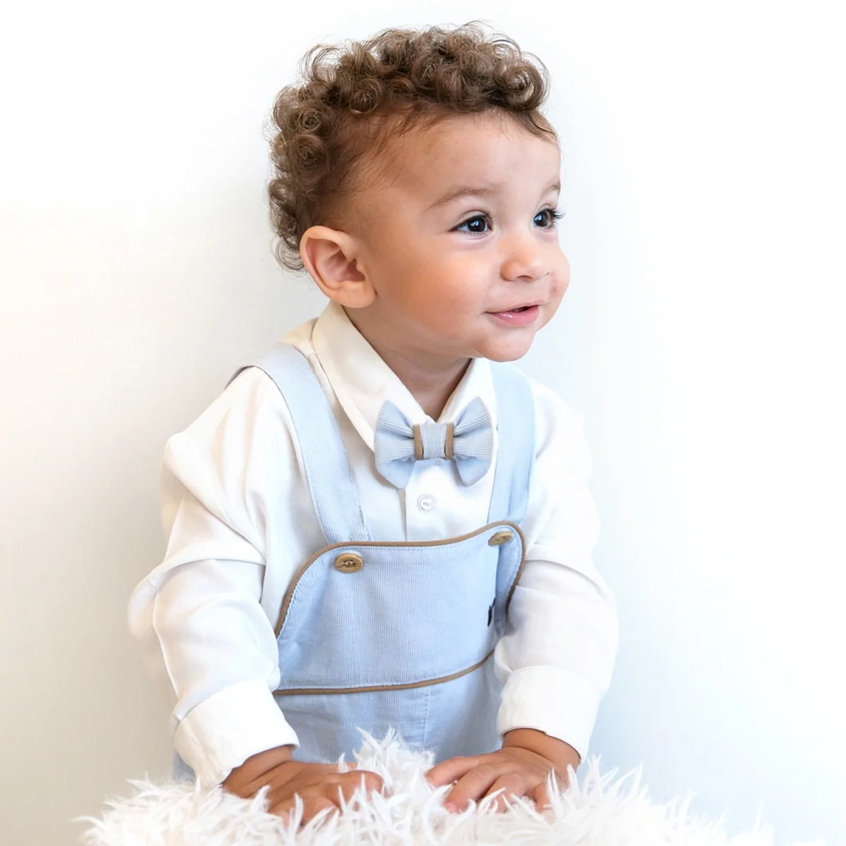 Momercy Petit Chic Gömlekli Papyonlu Erkek Bebek Tulum Salopet Takım Bebe Mavisi